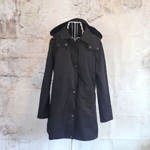 Ralph Lauren Trenchcoat Hooded In Black Womens Size S